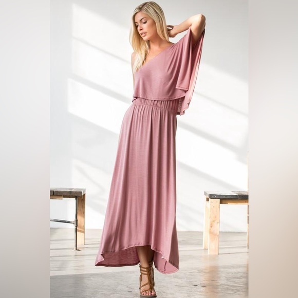 Dresses & Skirts - 🎉HP🎉 Mauve One Shoulder Midi Dress